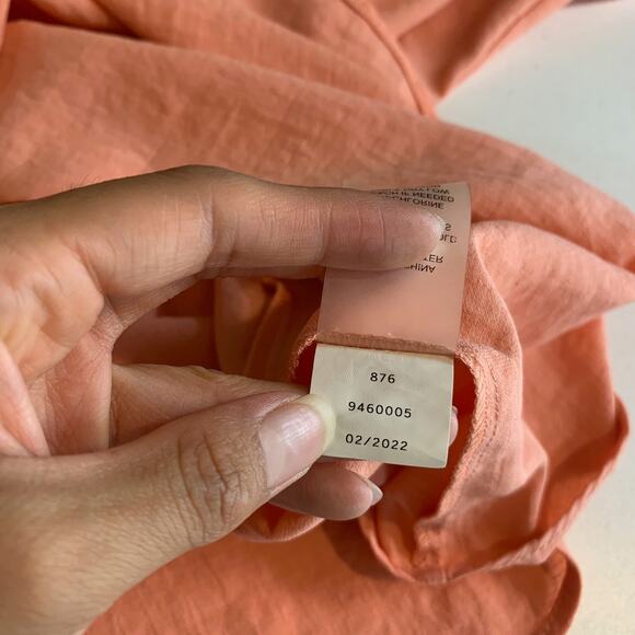 Vince Camuto Blouse Womens 3X Plus Salmon Split Neck Ruffle Sleeve Pintuck Top - Picture 10 of 12